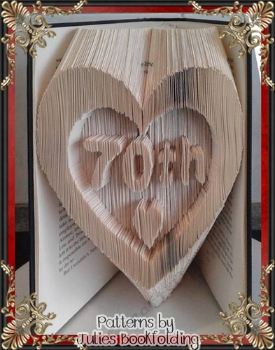 HB33 Birthday heart 2, 70th book folding pattern