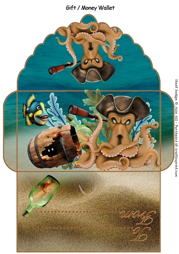 Octopus pirate gift money wallet
