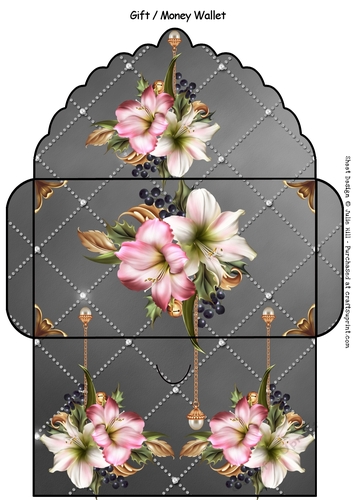 Festive Amaryllis grey gift money wallet
