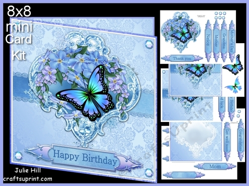 Forget me not butterfly 8x8 mini kit