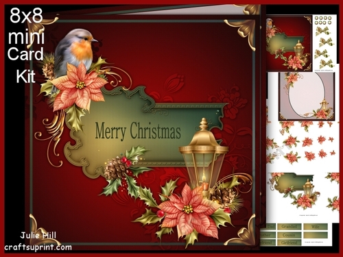 Christmas robin and lantern 8x8 mini kit