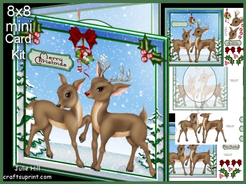 Christmas reindeer mistletoe 8x8 mini kit