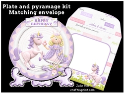 Princess unicorn plate card kit with matching envelope