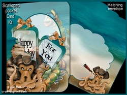 Octopus pirate scalloped pocket card kit
