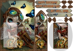 Strangeling Clockwork Steampunk Dragon Valentine bookmark card sheet