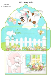 Cottage garden animals money gift wallet