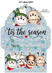 Tis the season blue Christmas gift card money wallet