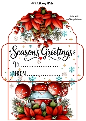 Seasons greetings white poinsettia Christmas gift card money wallet