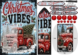 cup1458176_1031 - Christmas vibes red truck bookmark card