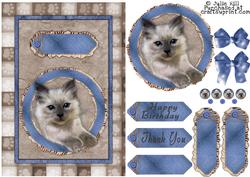 Blue and Brown Siamese 3D Scrap Sheet