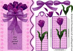 Purple Tulips Bookmark Keepsake Card
