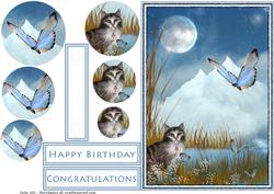Garden Long Haired Cat and Butterfly Pyramid Card