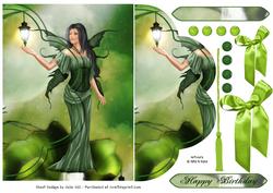 Natalie Green Fairy Envelope Card with Embellishments