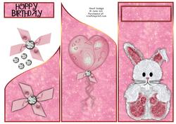 Hoppy Birthday Fluffy Girl Rabbit Cascade Card Sheet
