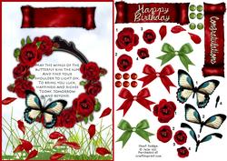Butterfly and Roses Decoupage Card Sheet