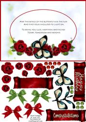 Butterfly and Roses Oval Frame Decoupage Card Sheet