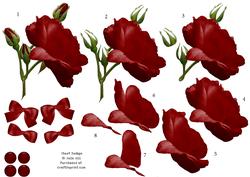 Vintage Red Rose 3D Decoupage Sheet