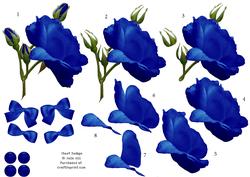 Royal Blue Rose 3D Decoupage Sheet