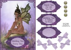 Thoughtful Fairy on a Hill Lace Card Sheet