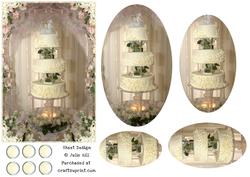 Wedding Cake and Lace Oval Pyramid Card Sheet