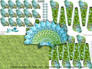 Garden Blue Bird Fan Keepsake Card Kit
