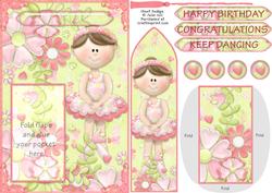 Ballerina Tippy Toes Bookmark Keepsake Card Sheet
