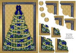 Blue and Gold Christmas Scallop Corner Stacker Card