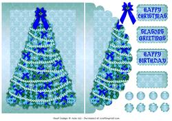 Blue and Turquoise Christmas Tree Envelope Card