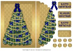 Blue and Gold Christmas Tree Envelope Card