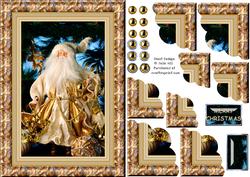 Gold Santa in Frame with Corner Pyramid Scallops