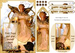 Golden Vintage Angel Christmas Bookmark Keepsake Card