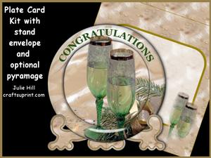 Congratulations Champagne Flutes Plate Card Kit