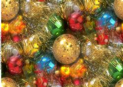 Multi Coloured Christmas Decorations Background Paper