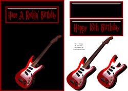 Rockin Red Guitar Birthday Card
