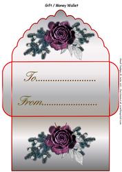 Christmas Rose Silver Money Gift Wallet