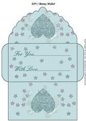 Teal Heart on Teal Gift Money Wallet