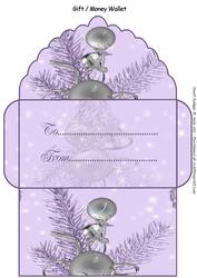 Silver on Purple Ornament Money Gift Wallet