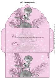 Silver on Pink Ornament Money Gift Wallet