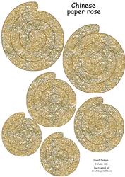 Gold Glitter Chinese Paper Roses Sheet