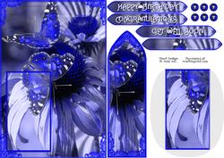 Blue Butterfly with Blue Flower Bookmark Card