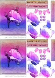 Purple Hues Rose Decoupage Birthday and Get Well C6 Card She