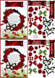 Butterfly and Roses Decoupage C6 Card Sheet