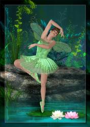 Green Ballerina Fairy Fantasy A4 Card Front