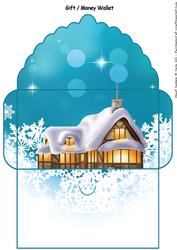Snowy Church Scene Money Wallet