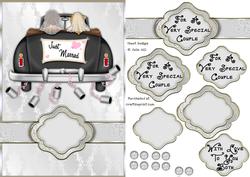 Wedding Car Couple Mrs and Mrs Wedding Card