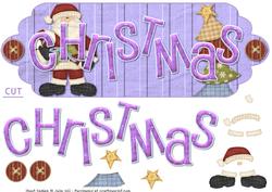 Santa and Tree Purple Scalloped Dl Christmas Card