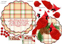 Over the Edge Rocker Cardinals and Tartan Decoupage Card