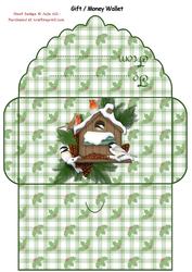 Robin and Blue Tit Birdhouse Gift Card Money Wallet