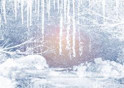 Snow Scene Backing Paper Horizontal