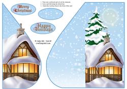 Merry Christmas Winter Scene Teardrop Card